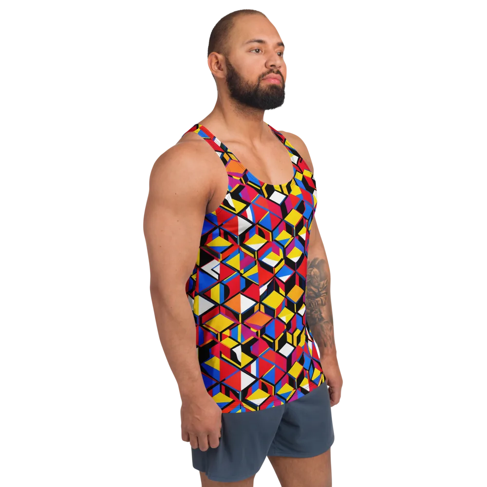 Primary Cubes on Men's Tank Top — Right Front