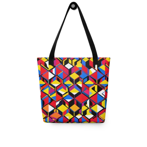 Primary Cubes on a Tote Bag