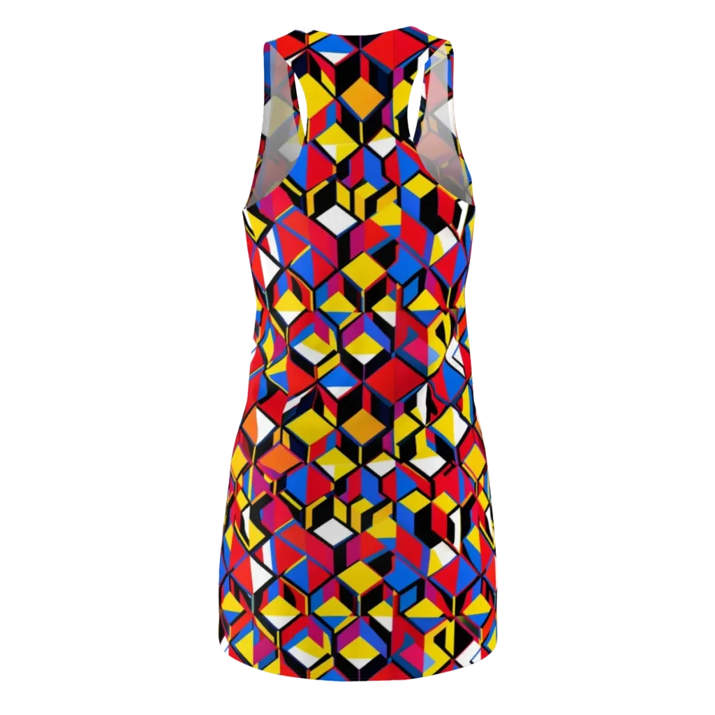 Primary Cubes on Racerback Dress — Back