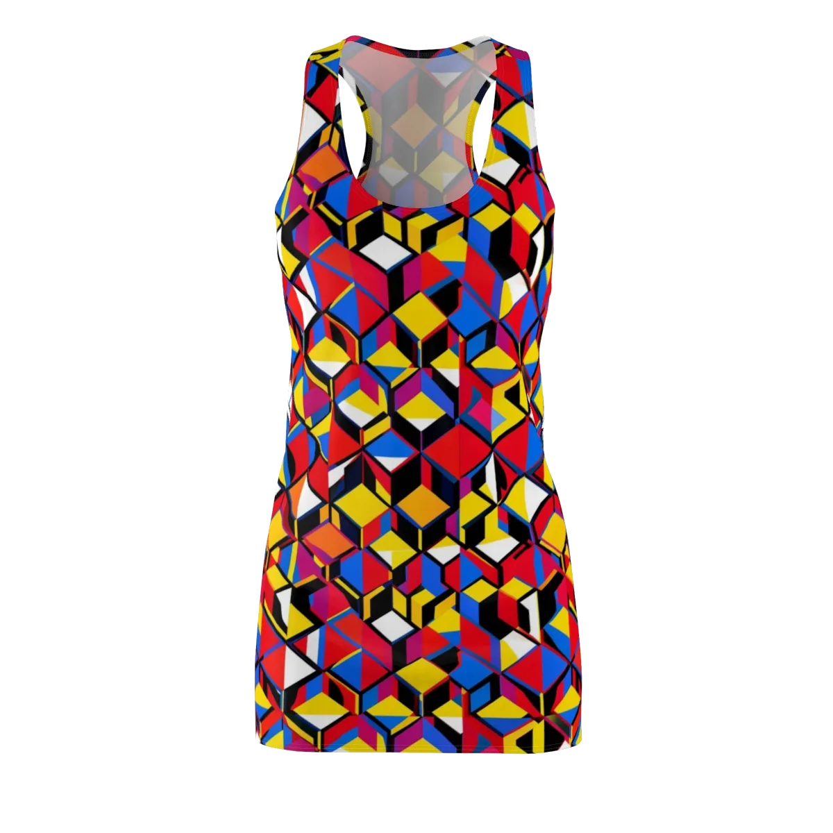 Primary Cubes on Racerback Dress — Front