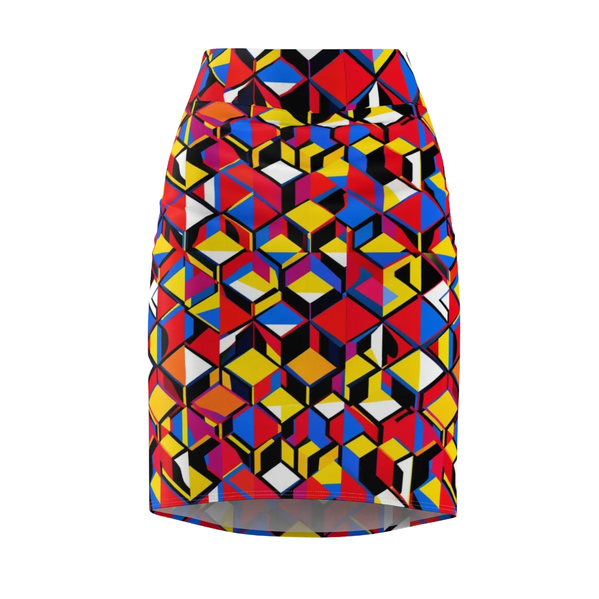 Primary Cubes on Pencil Skirt — Front