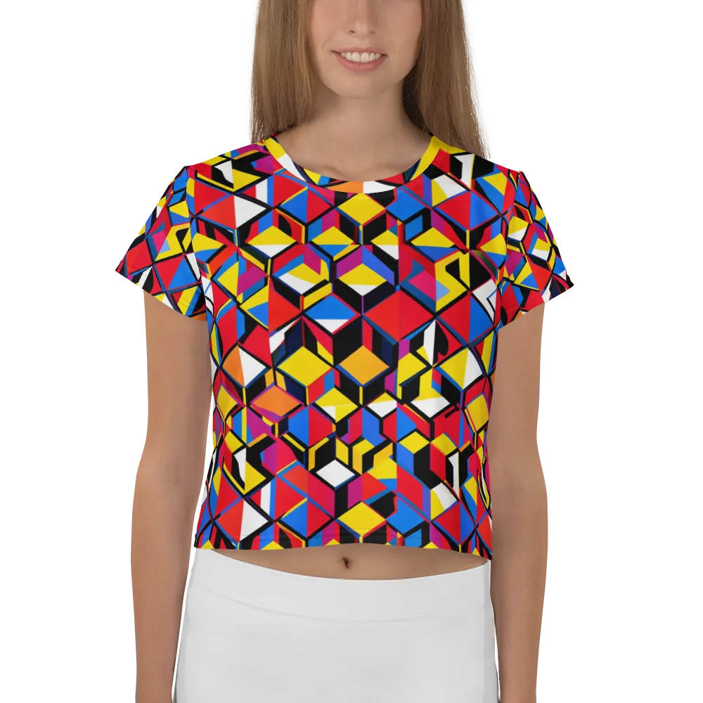 Primary Cubes on Crop Tee — Front