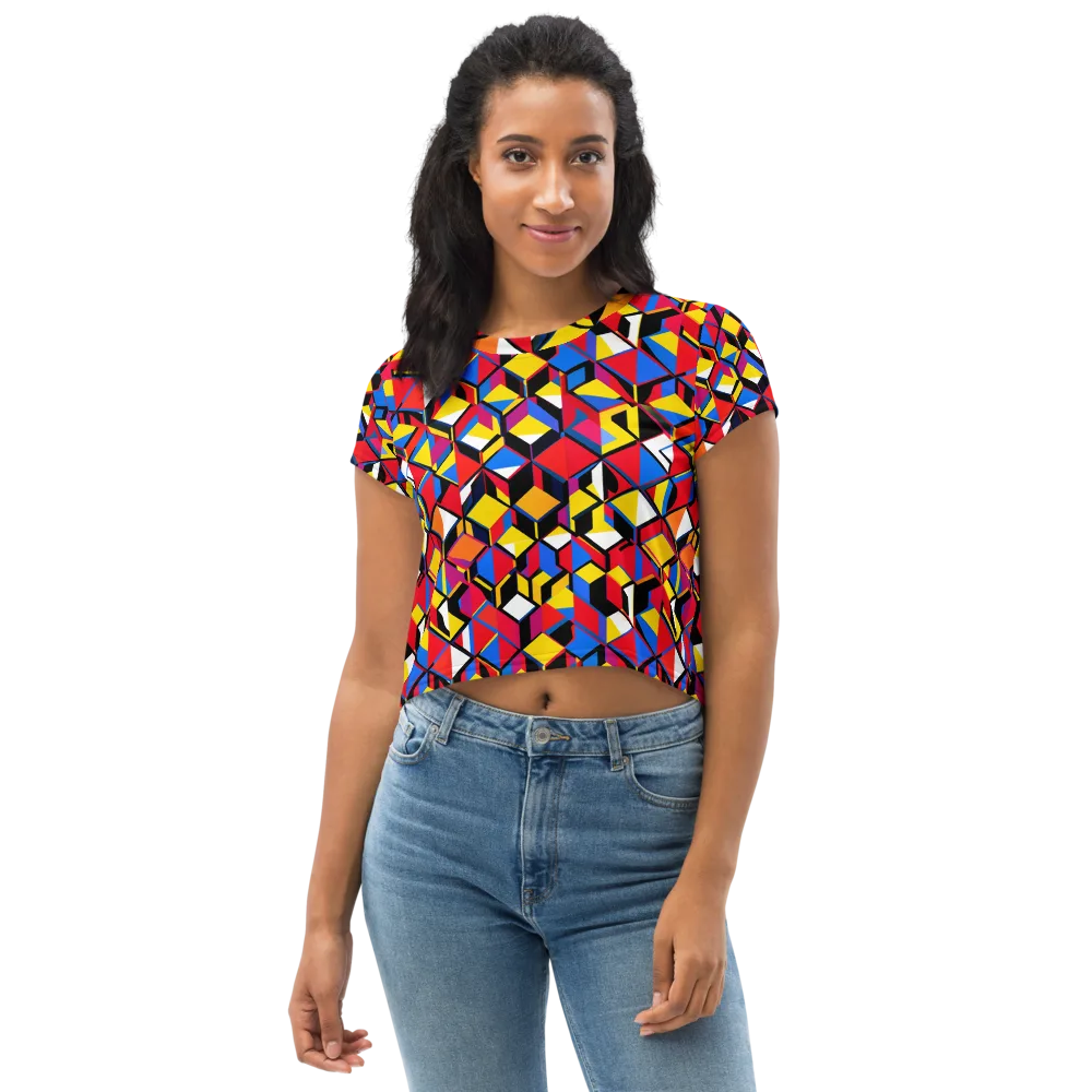 Primary Cubes on Crop Tee — Front