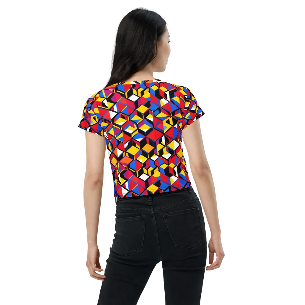Primary Cubes on Crop Tee — Back