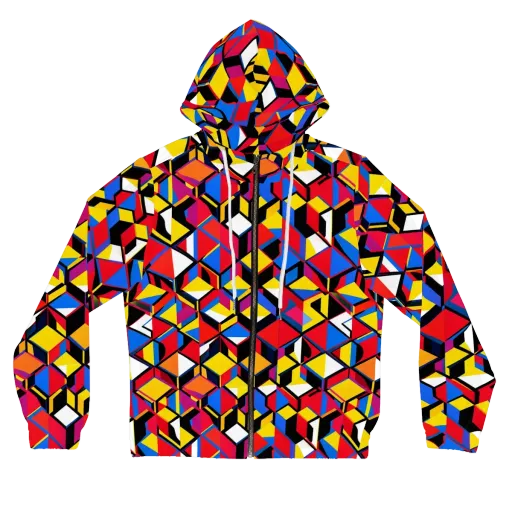 Primary Cubes on a Women's Full-Zip Hoodie