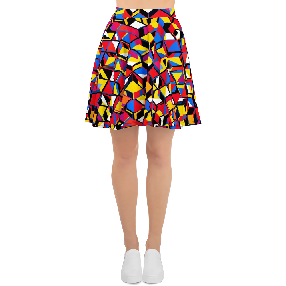 Primary Cubes on Skater Skirt — Front