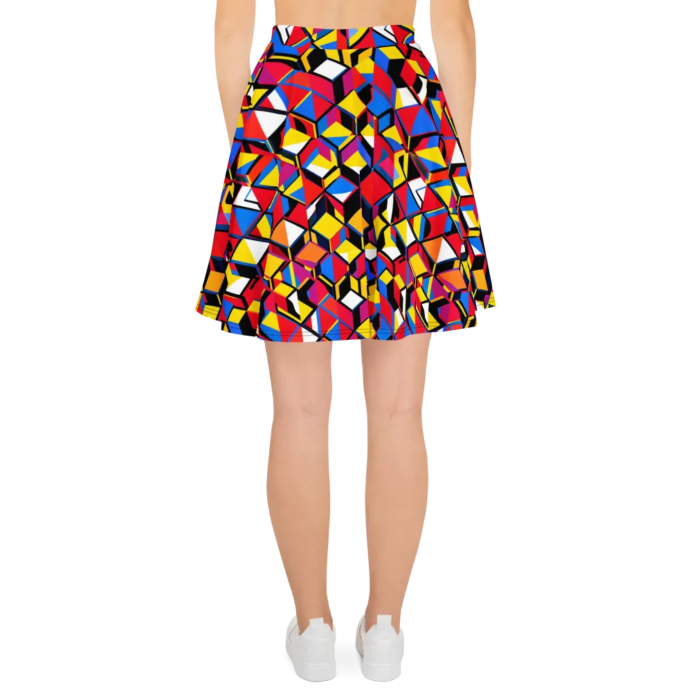 Primary Cubes on Skater Skirt — Back
