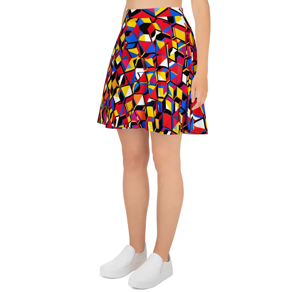 Primary Cubes on Skater Skirt — Left