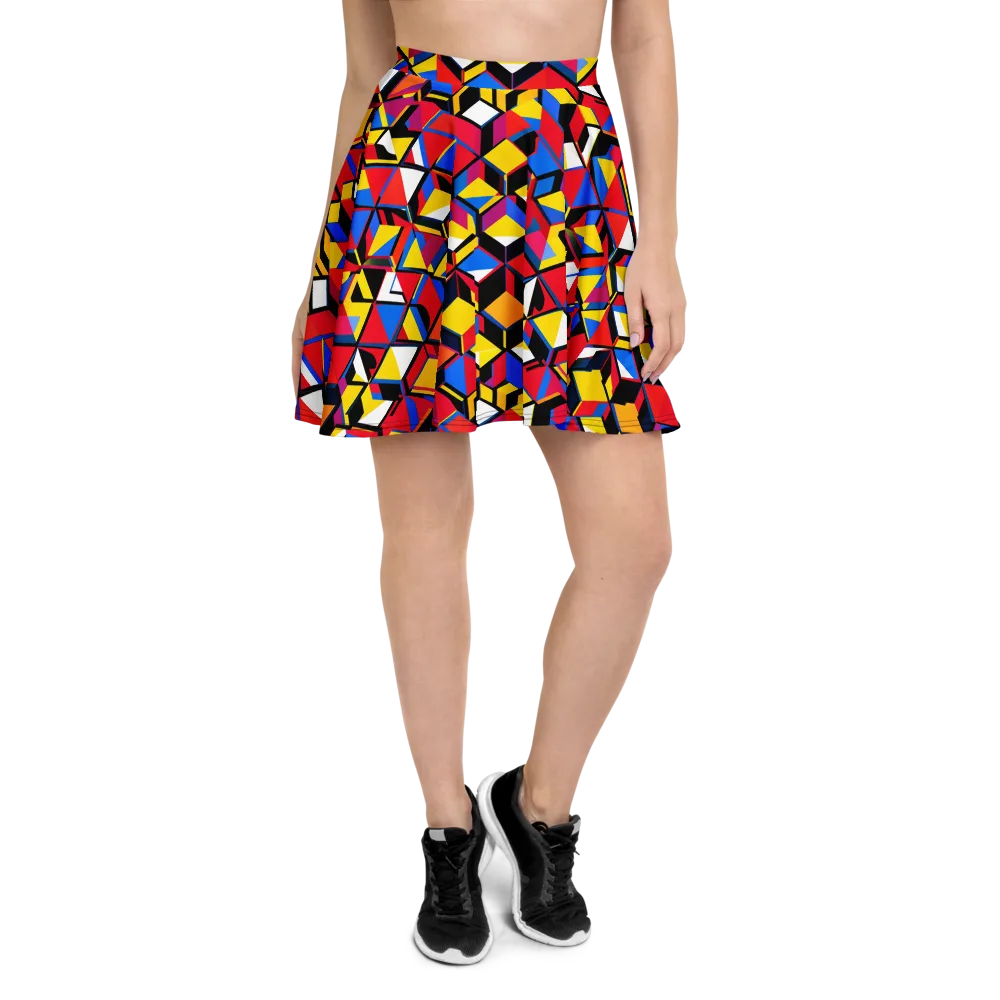 Primary Cubes on Skater Skirt — Front