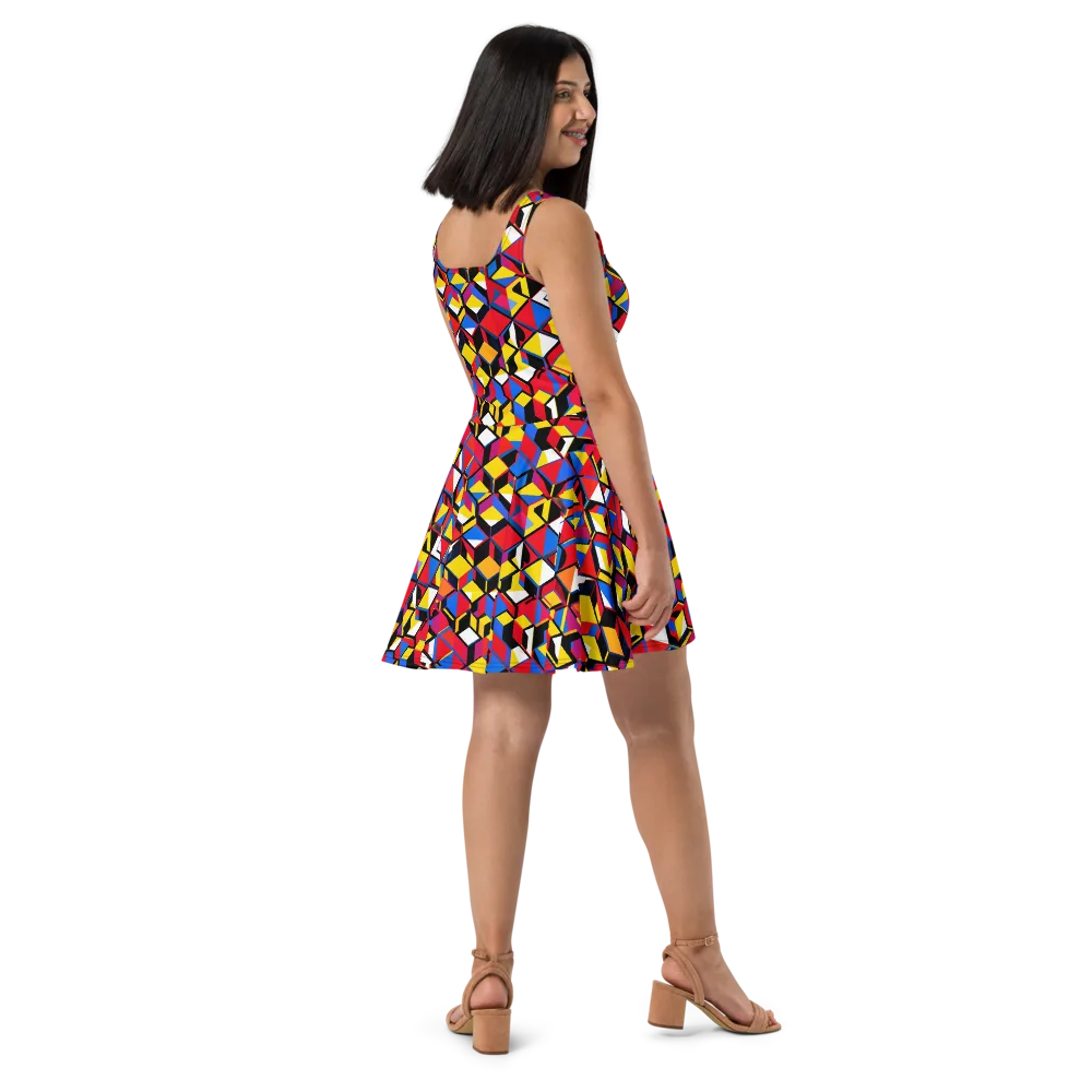 Primary Cubes on Skater Dress — Right