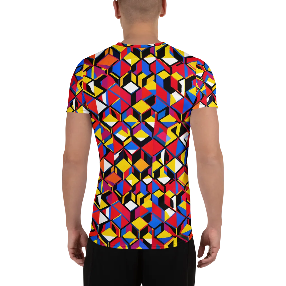 Primary Cubes on Men's Athletic T-Shirt — Back