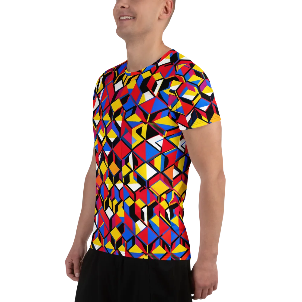 Primary Cubes on Men's Athletic T-Shirt — Left