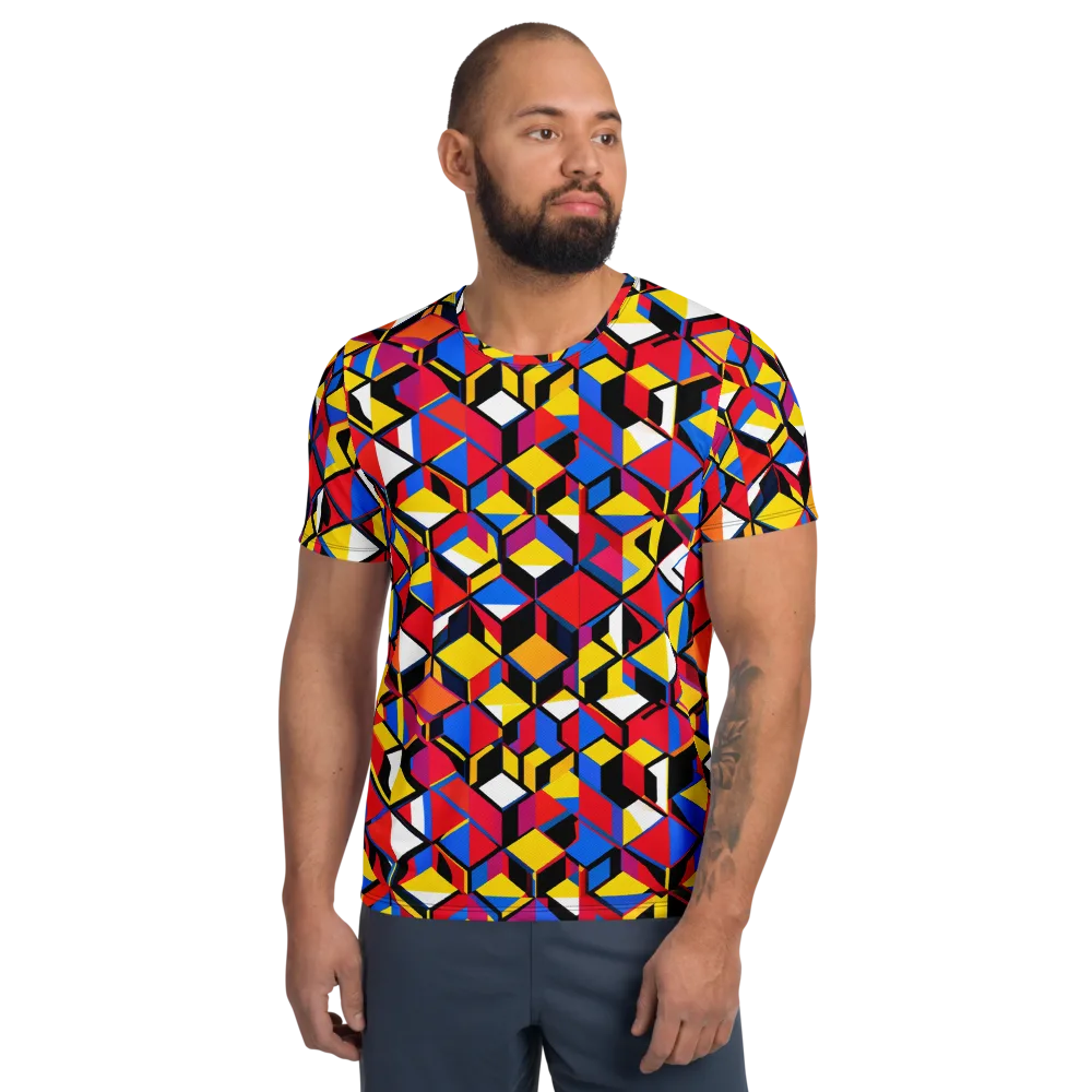 Primary Cubes on Men's Athletic T-Shirt — Front