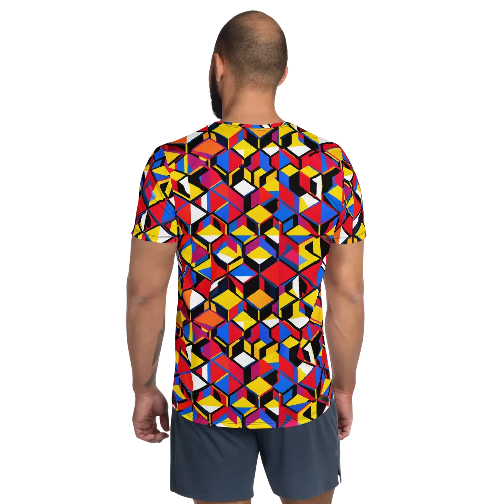 Primary Cubes on Men's Athletic T-Shirt — Back