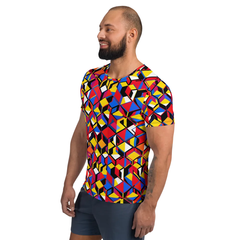 Primary Cubes on Men's Athletic T-Shirt — Left