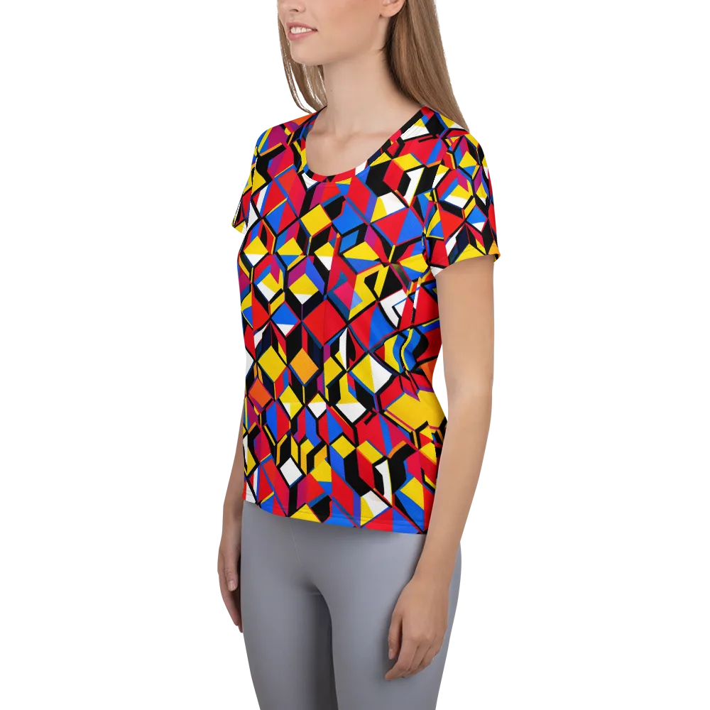 Primary Cubes on Women's Athletic T-Shirt — Left