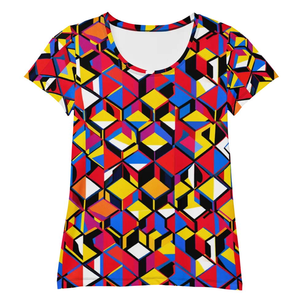 Primary Cubes on Women's Athletic T-Shirt — Front