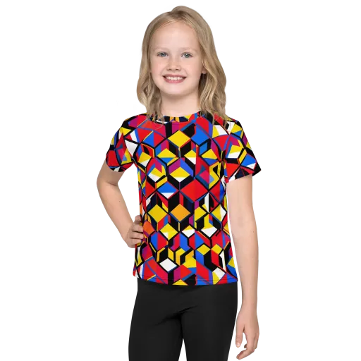 Primary Cubes on a Kids Crew Neck T-Shirt