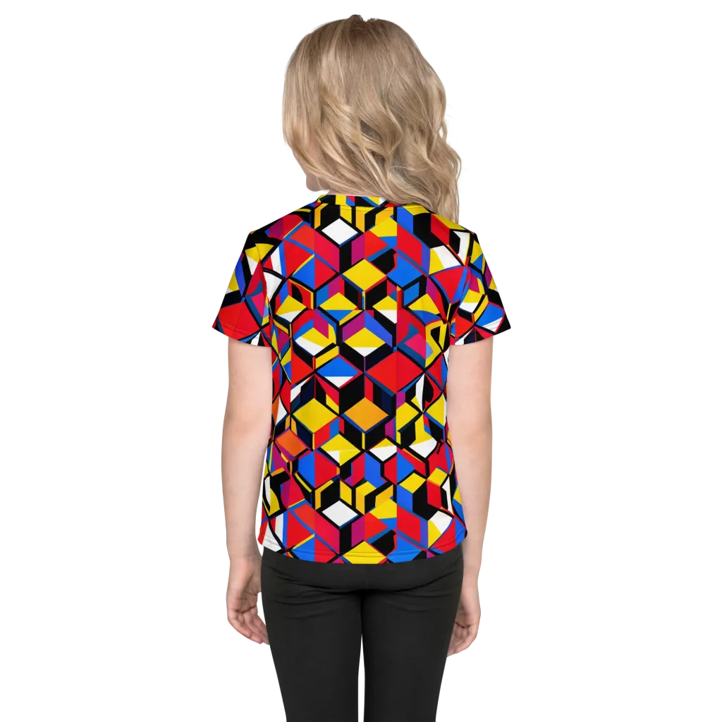 Primary Cubes on Kids Crew Neck T-Shirt — Back