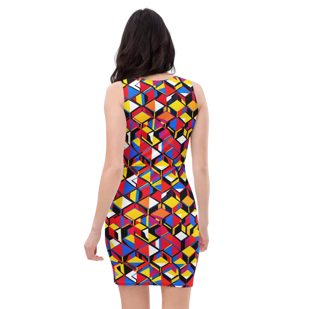 Primary Cubes on Bodycon Dress — Back
