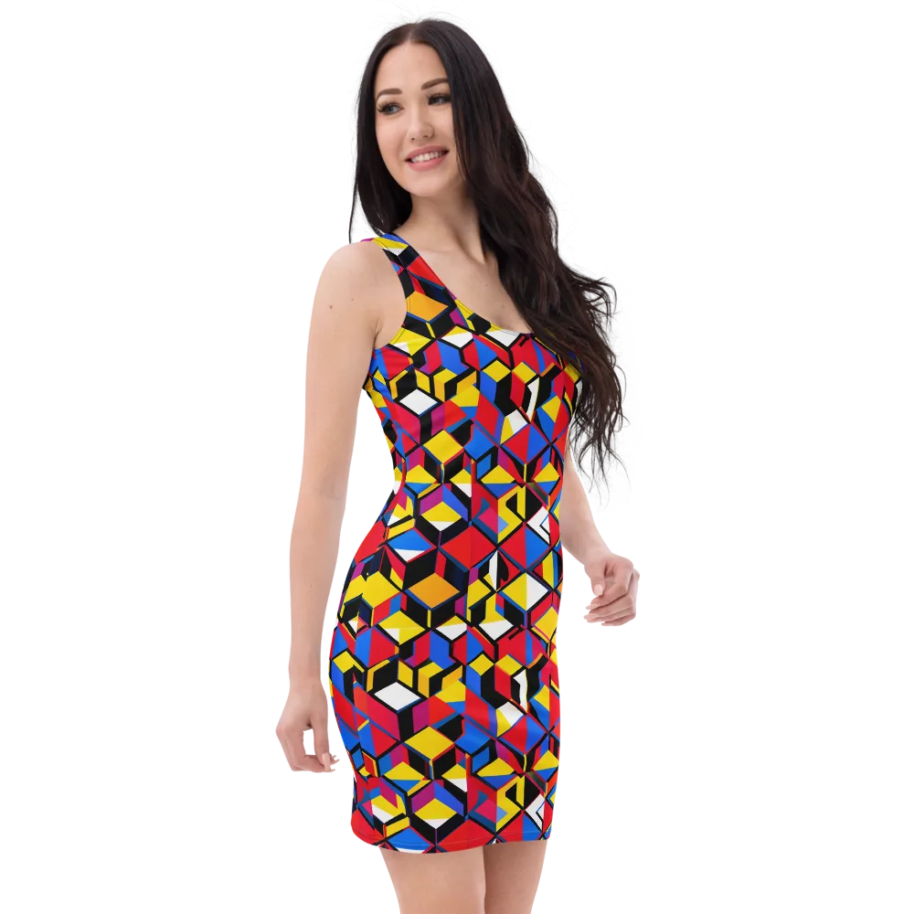Primary Cubes on Bodycon Dress — Right Front