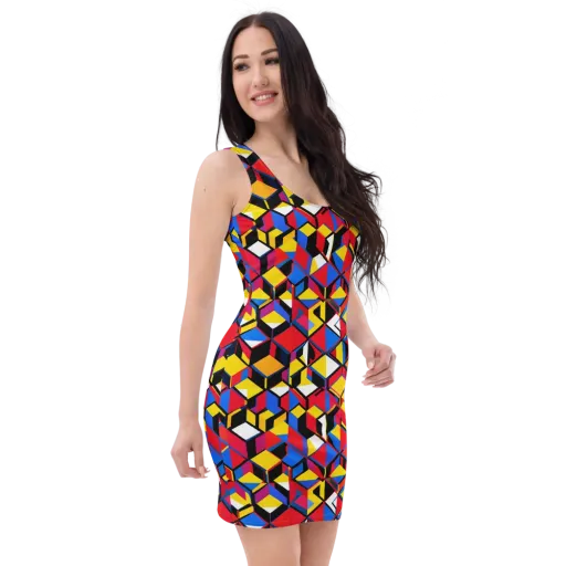 Primary Cubes on a Bodycon Dress