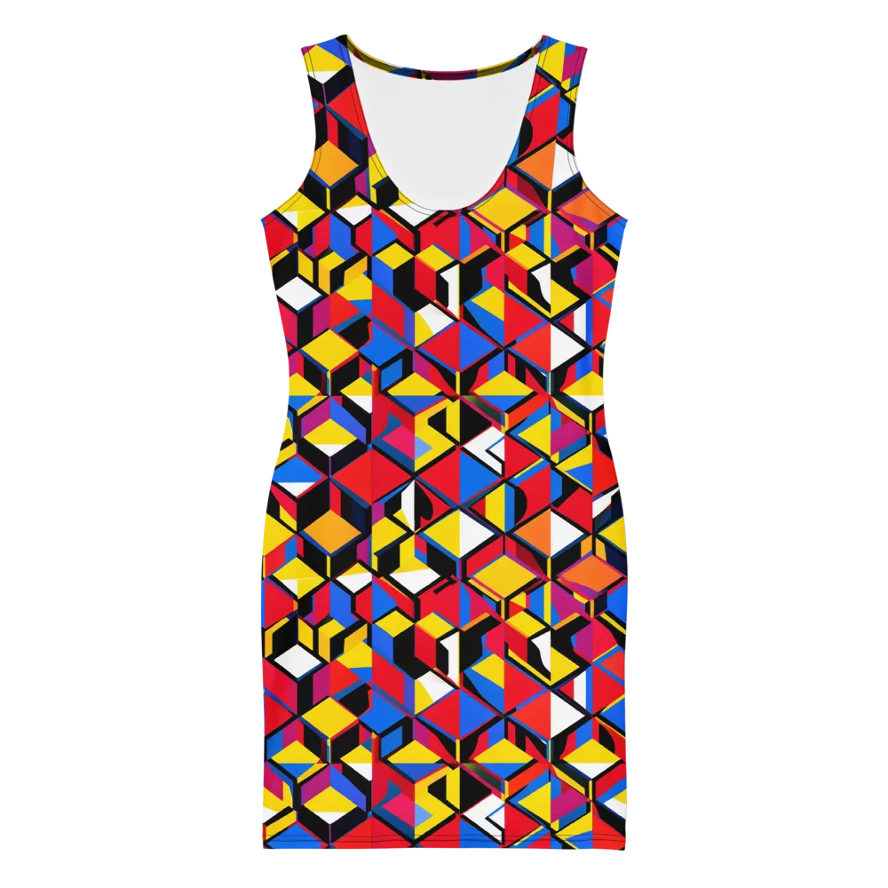 Primary Cubes on Bodycon Dress — Front