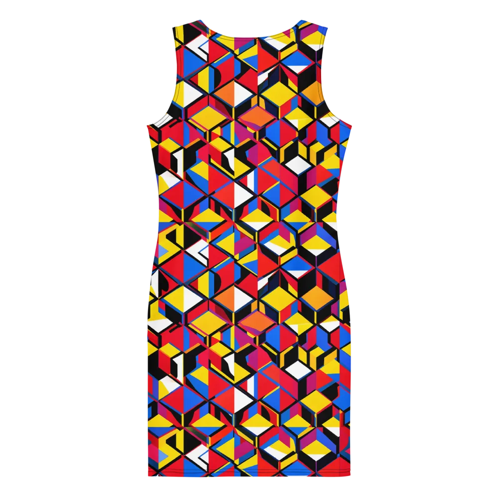 Primary Cubes on Bodycon Dress — Back