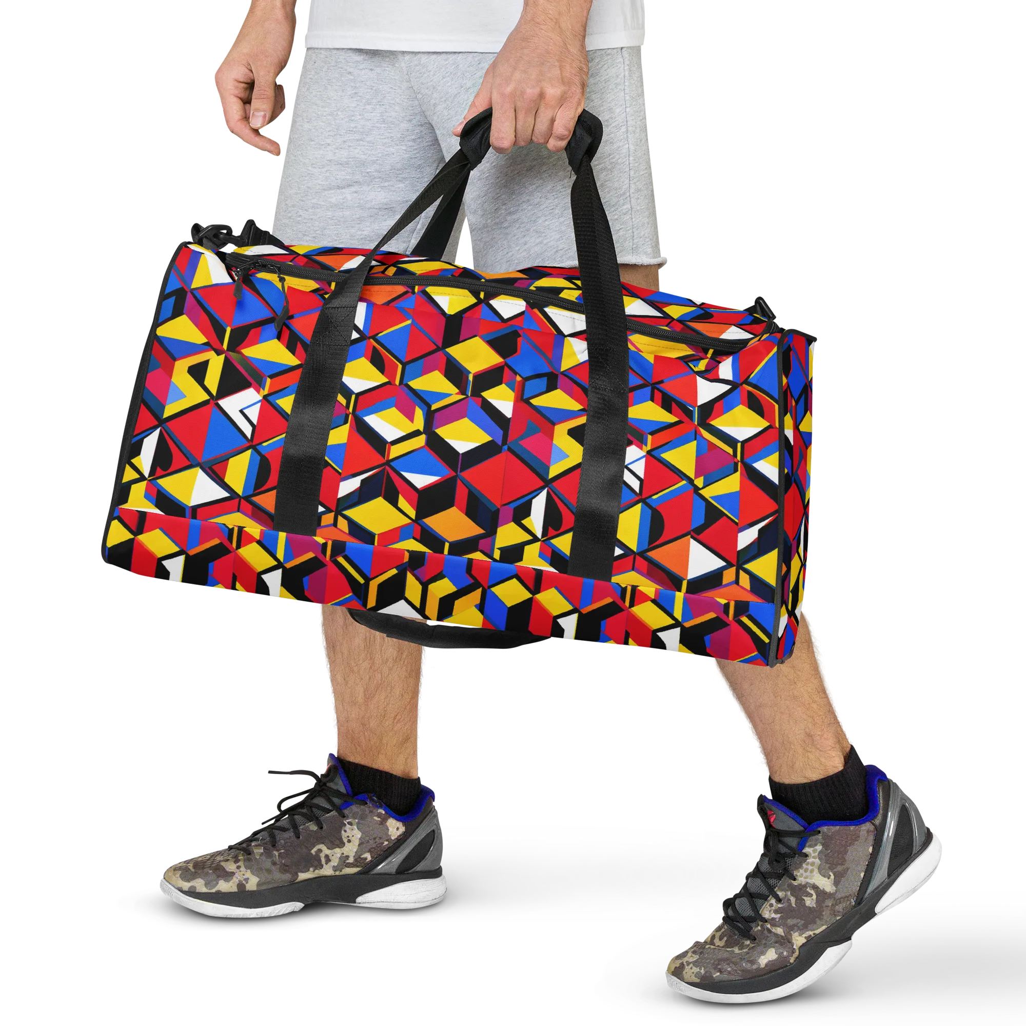 Primary Cubes on Duffle Bag — Front