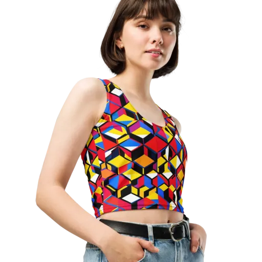Primary Cubes on a Crop Top