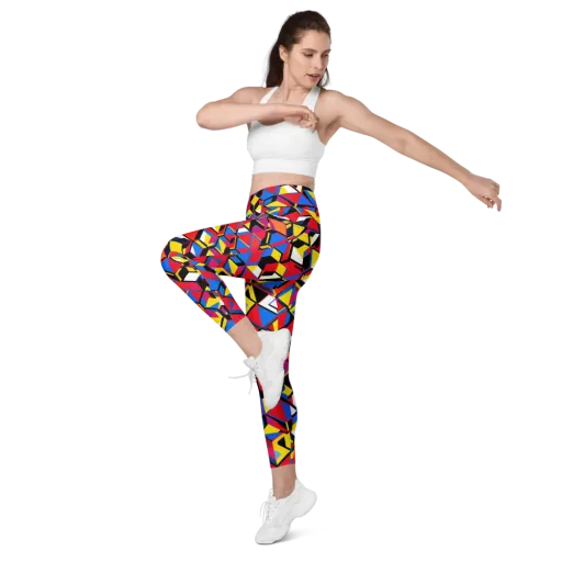 Primary Cubes on a Leggings with Pockets