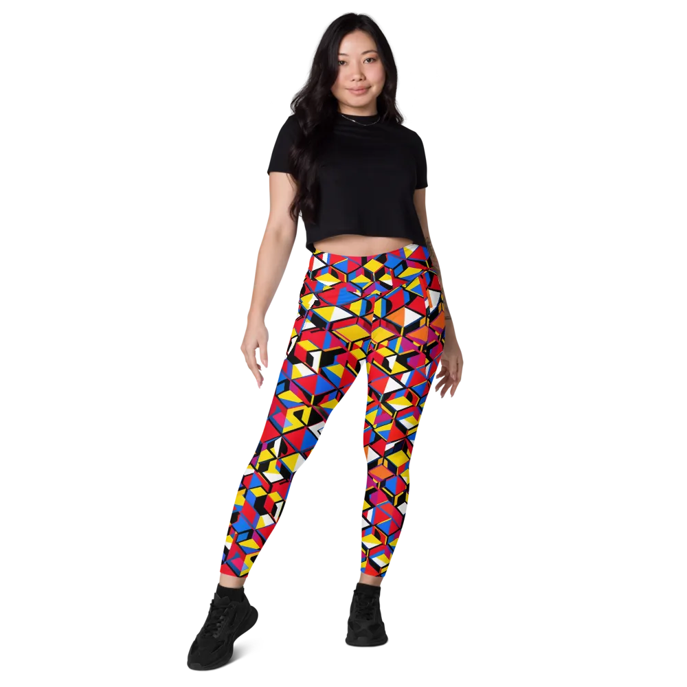 Primary Cubes on Leggings with Pockets — Front