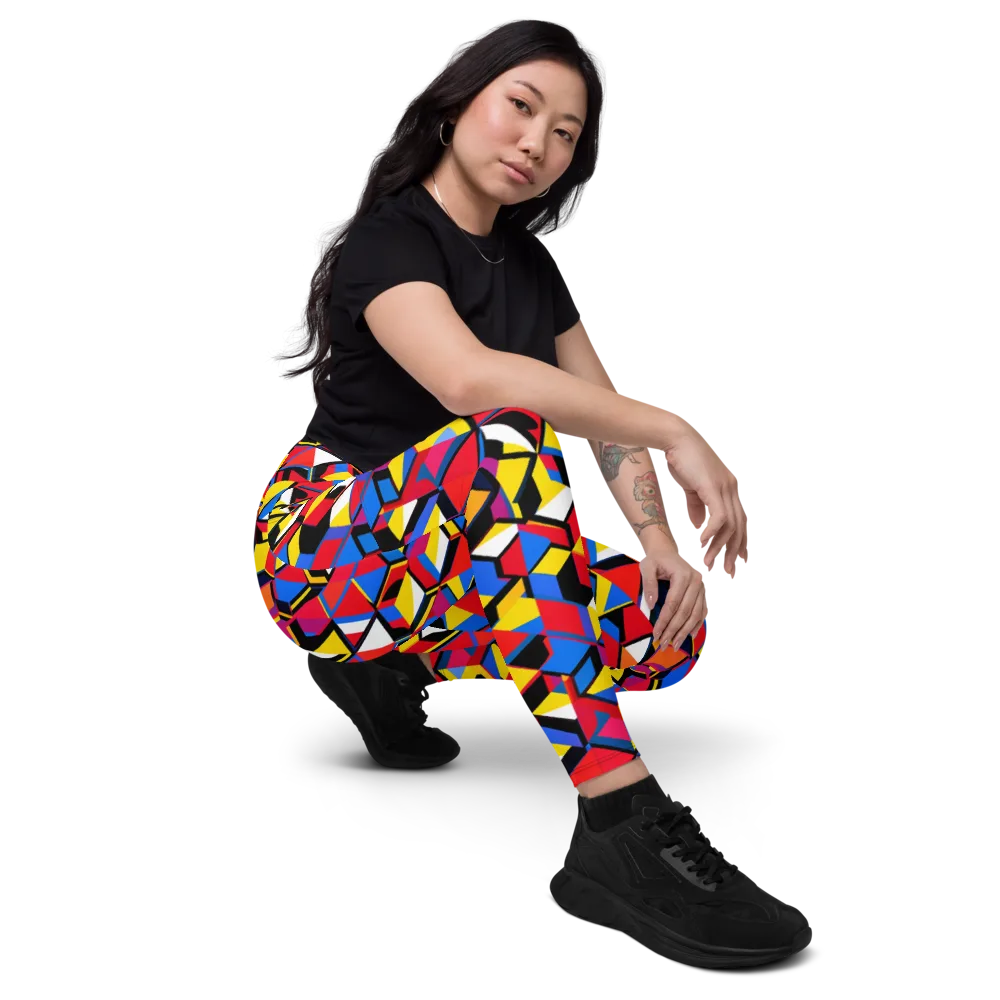 Primary Cubes on Leggings with Pockets — Right Front