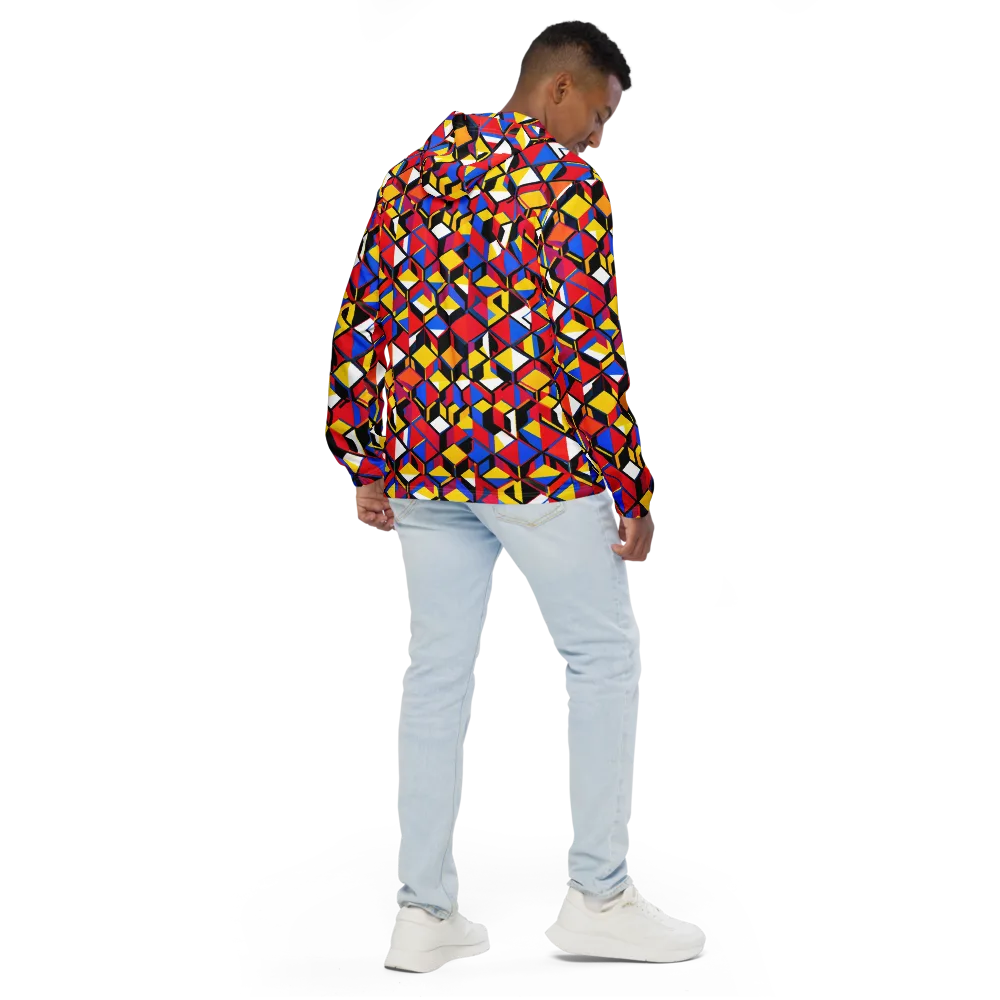 Primary Cubes on Men's Windbreaker — Back