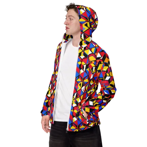 Primary Cubes on a Men's Windbreaker
