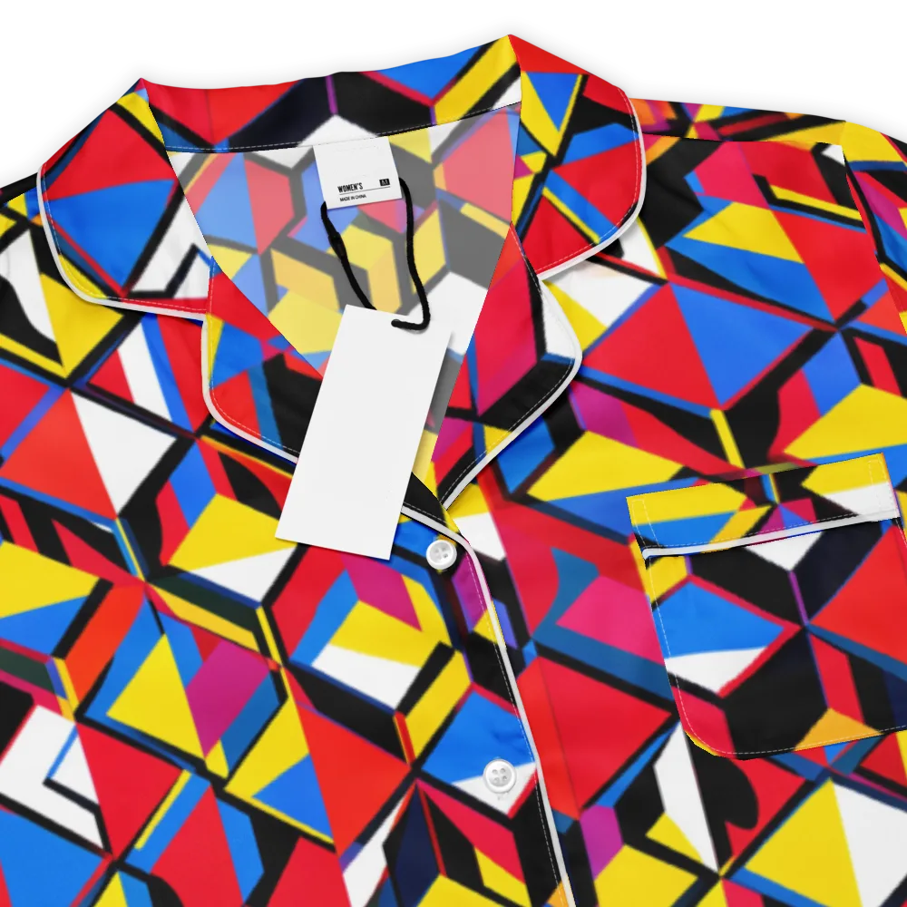 Primary Cubes on Women's Short Sleeve Pajama Top — Product details