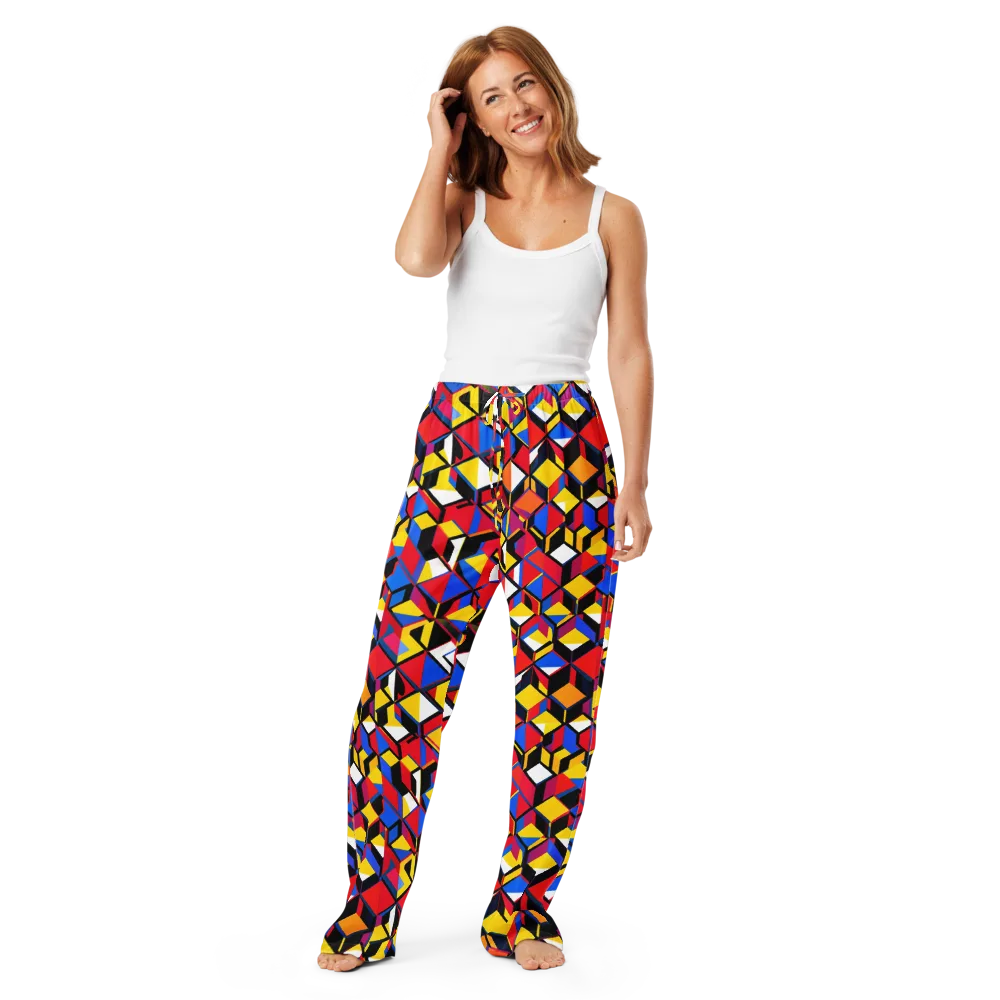 Primary Cubes on Women's Pajama Pants — Front