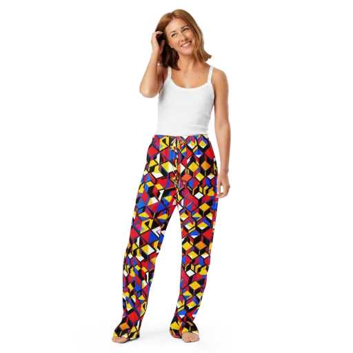 Primary Cubes on a Women's Pajama Pants