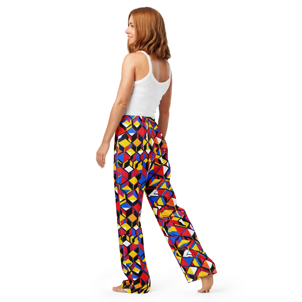 Primary Cubes on Women's Pajama Pants — Back