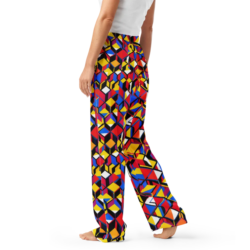 Primary Cubes on Women's Pajama Pants — Left