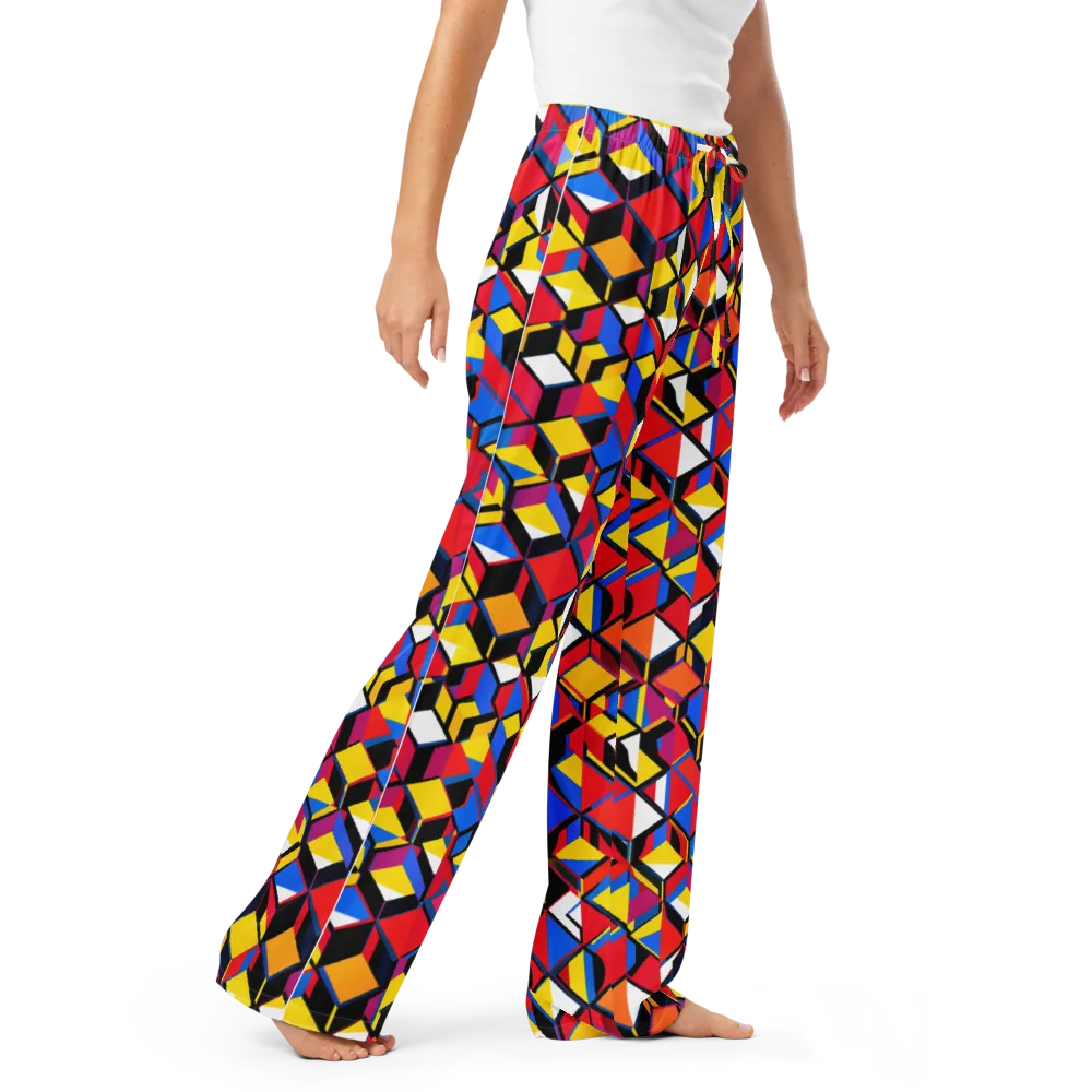 Primary Cubes on Women's Pajama Pants — Right Front