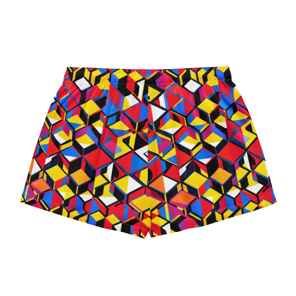 Primary Cubes on Women's Pajama Shorts — Back
