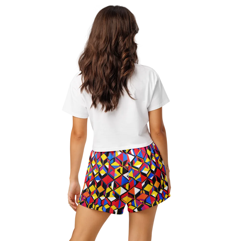 Primary Cubes on Women's Pajama Shorts — Back