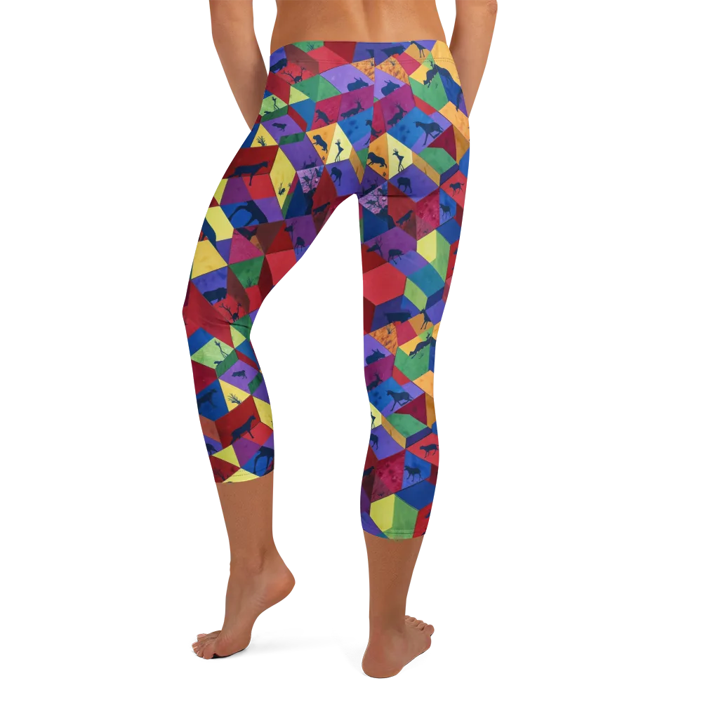 Prismatic Safari on Capri Leggings — Back