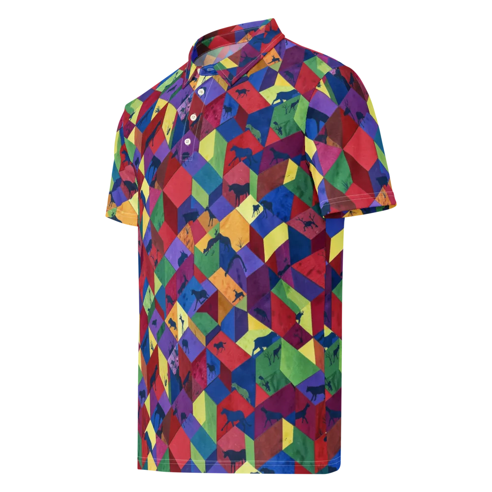 Prismatic Safari on Men's Slim Fit Polo Shirt — Left Front