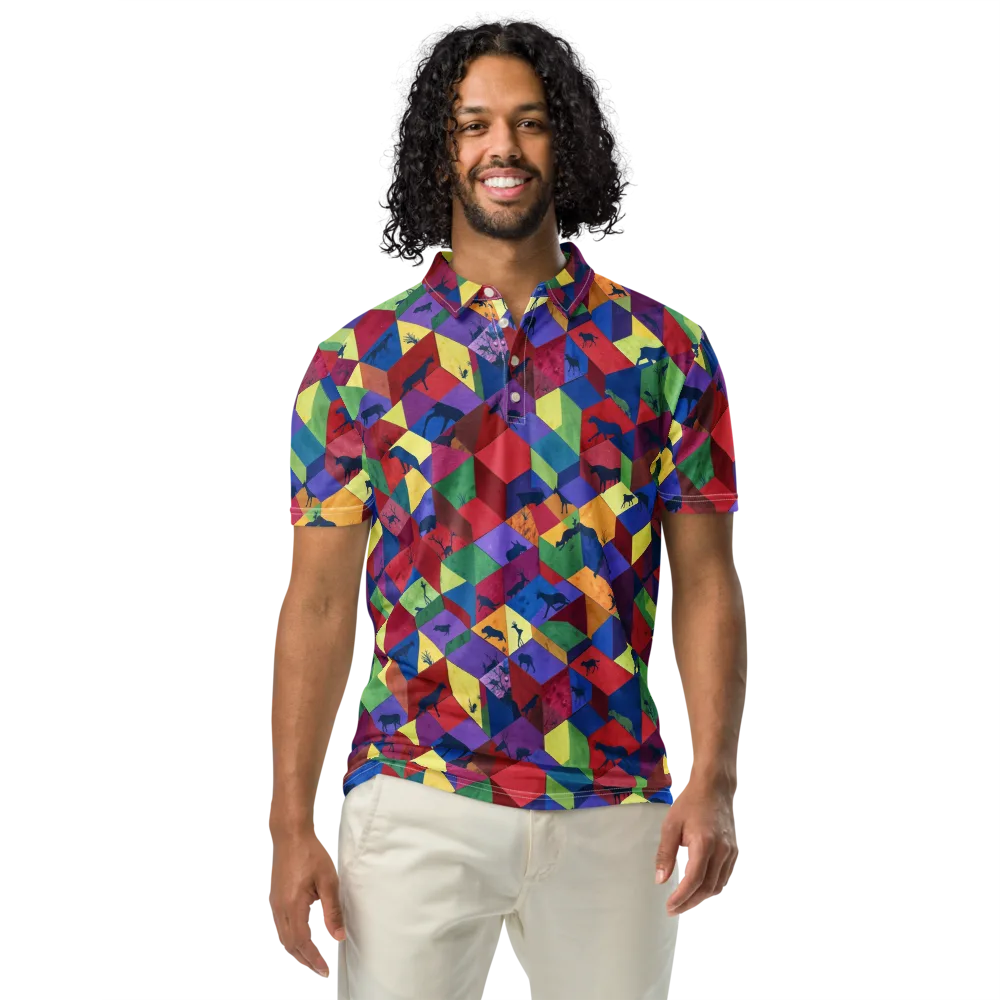 Prismatic Safari on Men's Slim Fit Polo Shirt — Front