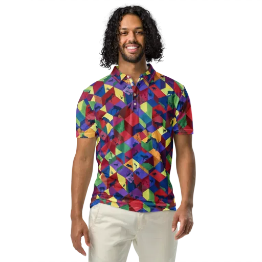 Prismatic Safari on a Men's Slim Fit Polo Shirt