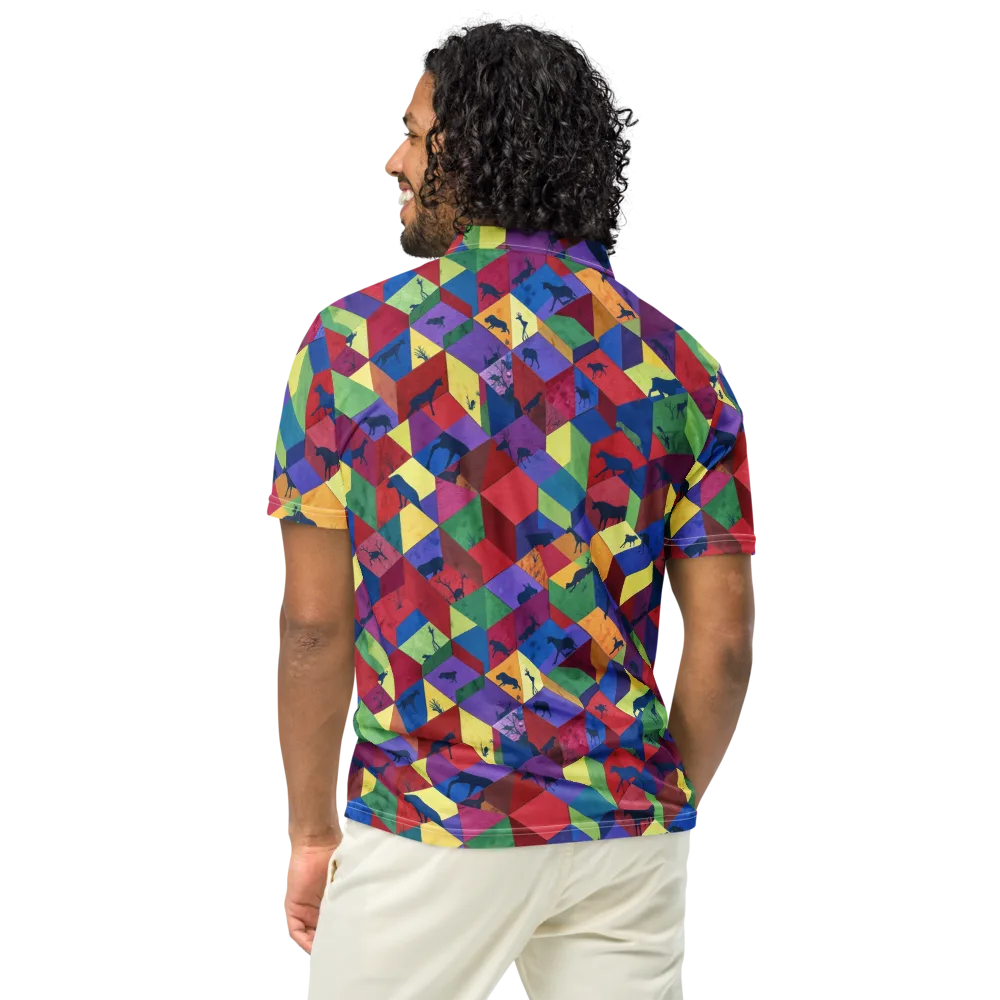 Prismatic Safari on Men's Slim Fit Polo Shirt — Back