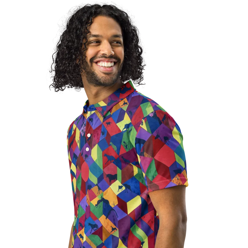 Prismatic Safari on Men's Slim Fit Polo Shirt — Left Front