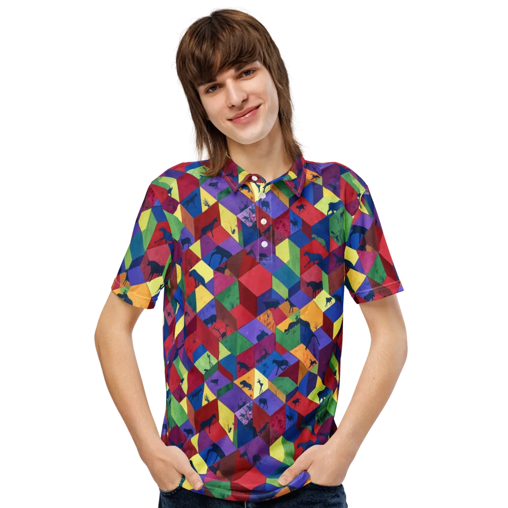 Prismatic Safari on Men's Slim Fit Polo Shirt — Front